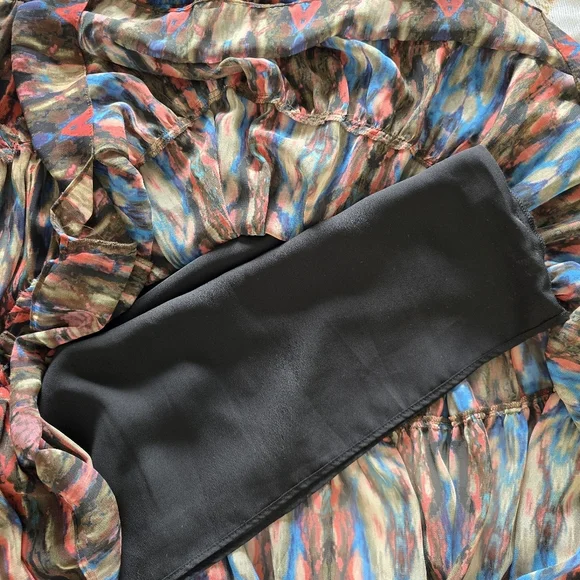 Sandro Multicolor Sleeveless Ruffle Dress Size 2/S Boho Chic - Picture 10 of 15